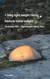 Tente de camping ultralégère Naturehike Cloud Up Pro pour 2 personnes, 3 saisons, moustiquaire 20D, portable, pour la randonnée et les voyages en plein air, avec tapis de sol.