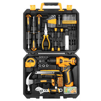 DEKO-Analyste d'outils électriques ChlorAnalyste avec perceuse sans fil 8V, mandrin sans clé 10mm 126 en effet, kits d'outils à main professionnels pour le bricolage domestique, 3/8 pièces