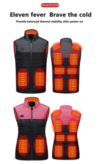 Femmes manteau Intelligent USB chauffage électrique thermique vêtements chauds hiver gilet chauffant grande taille hommes 21 pièces veste chauffante mode