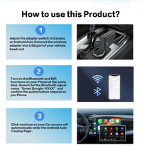 Clé intelligente CarPlay sans fil 2 en 1 Android Auto, compatible 2024, 5G, Wi-Fi, pour iPhone, téléphones Android, Volvo, Mercedes-Benz, MG, Kia.