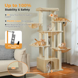 Gros arbre à chat pour chats de grande taille tour à chat robuste avec plusieurs niveaux maison à chat arbre d'escalade avec hamac 11 poteaux en Sisal grand perche
