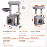 SucceBuy Arbre à chat pour chats d'intérieur Tour à chat avec chat condo Poste à gratter en sisal HamacTop Perche Plateformes de saut Gris foncé