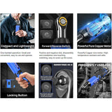 Clé à cliquet électrique sans fil 3/8'' à angle droit 90° avec lampe de travail LED + jeu de 7 douilles, 2 batteries