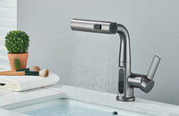 Robinet de lavabo à affichage numérique de température de cascade, pulvérisateur à jet de levage vers le bas, mélangeur d'évier d'eau chaude et froide, robinet de lavage pour salle de bains