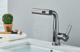 Robinet de lavabo à affichage numérique de température de cascade, pulvérisateur à jet de levage vers le bas, mélangeur d'évier d'eau chaude et froide, robinet de lavage pour salle de bains