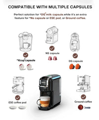 HiBREW Machine à café à capsules multiples, chaud/froid Dolce Gusto lait Nespresso Capsule ESE Pod café moulu cafétéria 20Bar 5 en 1