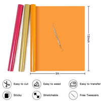 HTVRONT Lot de 12 rouleaux de vinyle thermocollant multicolores de 30,5 cm x 1,5 m pour Cricut, impression sur t-shirts et casquettes, film HTV à repasser (cadeau)