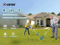 Coupe-bordures sans fil X-COTEC, coupe-bordures sans fil 21 V, 2 batteries de 1,5 Ah, rétractable, pour pelouses, jardins et terrasses