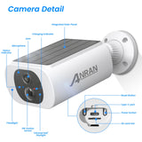 ANRAN 2K caméra de sécurité solaire 3/5MP extérieur sans fil 2.4G WIFI caméra batterie caméra projecteur couleur Vision nocturne ne peut pas ajouter NVR