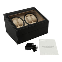 Présentoir de rangement 4 + 6, remontoir de montre en bois et cuir à Rotation automatique avec oreiller, boîte de luxe noir/marron