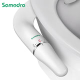 SAMODRA Bidet de toilette Ultra-mince, fixation de siège de toilette avec entrée en laiton, pression d'eau réglable, salle de bain, douche hygiénique