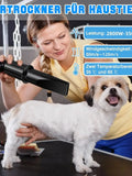 Sèche-cheveux intelligent à ions négatifs pour animaux de compagnie, idéal pour les grands chiens. Puissance : 3 500 W. Équipé de 4 embouts.