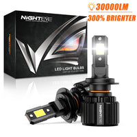 NIGHTEYE-Ampoules LED Canbus pour voiture, lumières de sauna, lampe automatique, H7, H4, HB3, 9005, HB4, 9006, H11, H8, H9, 9012, 6500K, blanc, 72W, 30000LM