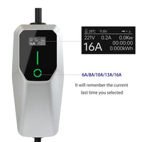 Boîtier de Chargement Électrique pour Voiture, 10 Mètres 4 Mètres, 1 Phase EVSE, Câble Mode 2, 6A-16A