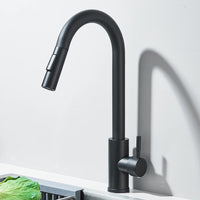 Robinet d'évier de cuisine extractible, deux fonctions, mitigeur d'eau chaude et froide à poignée unique, monté sur le pont