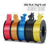 KEEPANG – Filament d'imprimante 3D PLA en soie, 5KG, Filaments de couleurs simples/doubles/Triples, 2.2LBS, 1KG/rouleau, 1.75mm ± 0.02MM, matériau d'impression 3D