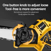 Tronçonneuse électrique sans balais jaune de 8 pouces (20 cm) et 1380 W, outil professionnel pour l'élagage et le jardinage, compatible avec les batteries Dewalt 20 V.