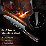 Coffret cadeau de 8/10 couteaux de cuisine MDHAND, couteau de chef à motif damassé laser, en acier inoxydable à haute teneur en carbone, couteau à fruits tranchant