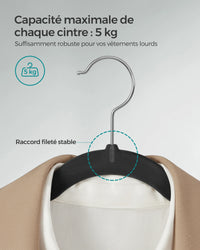 Cintres en Velours, Lot de 30/50, Antiglisse, avec Encoches, Barre pour Pantalons, Crochet Pivotant à 360°, Gain de Place, Épaisseur 0,6 cm, Longueur de 43 cm, Beige Sable/Noir Classique/Gris/Blanc/Rose Clair