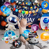Décorations de fête d'anniversaire spatial, 88 pièces, décorations d'anniversaire et ensemble de vaisselle d'anniversaire pour espace extérieur, assiettes de fête, nappe, toile de fond