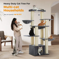 Gros arbre à chat pour chats de grande taille tour à chat robuste avec plusieurs niveaux maison à chat arbre d'escalade avec hamac 11 poteaux en Sisal grand perche