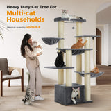 Gros arbre à chat pour chats de grande taille tour à chat robuste avec plusieurs niveaux maison à chat arbre d'escalade avec hamac 11 poteaux en Sisal grand perche