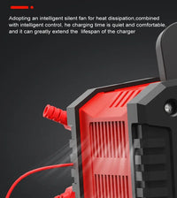 Chargeur de batterie portable 20 A/10 A pour voiture, moto et camion (12 V/24 V), automatique, AGM LiFePO4, plomb-acide, avec fonction marche/arrêt et réparation.