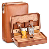 Boîte à cigares Portable, étui à cigares de voyage en cuir et bois de cèdre, boîte à cigares avec ou sans coupe, briquet Puro, ensemble d'accessoires
