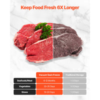 Machine de mise sous vide électrique SucceBuy 80 kPa 120 W 7 en 1 pour aliments humides, avec 10 sacs sous vide offerts pour la conservation des aliments en cuisine