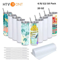 HTVlearT-Gobelets à sublimation en acier inoxydable, gobelet à sublimation droit maigre, gobelet vierge bricolage, bouteille standard, 4 pièces, 8 pièces, 12/16 pièces, 20 oz