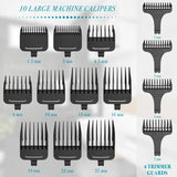 HATTEKER-Tondeuses à cheveux professionnelles pour hommes, ensemble de tondeuses et tondeuses de barbier en métal sans fil, kit de coupe de cheveux