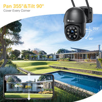 Ctronics-Caméra de permission Extérieure IP WiFi 360, Dispositif de Sécurité avec Vision Nocturne et Audio Bidirectionnel, Suivi existent des Personnes, ONVIF CCTV