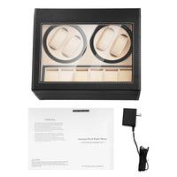 Présentoir de rangement 4 + 6, remontoir de montre en bois et cuir à Rotation automatique avec oreiller, boîte de luxe noir/marron
