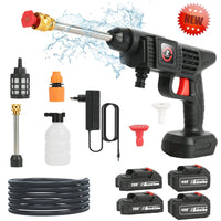 Pistolet de lavage auto haute pression sans fil 200 W 50 bars avec générateur de mousse et jet d'eau pour machine à laver les voitures