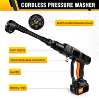 BRIEFNESS-Lave-auto haute pression sans fil 6 en 1, buse réglable, tuyau de 5m, nettoyeur portable, outil pour livres