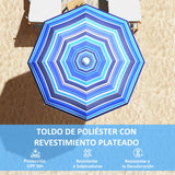 Parasol de plage grande Outsunny Ø180 cm avec angle réglable Protection Uv50+