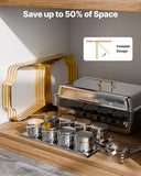 SucceBuy Lot de 4 buffet à réchaud de 8 Qt, chafer en acier inoxydable avec 2 poêles pleine taille et 4 demi-taille, serveur chauffant pour restauration