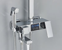 Robinet de douche thermostatique à affichage numérique noir, salle de bains, mitigeur de douche à pluie thermostatique à 4 voies, robinets, étagère et Bidet