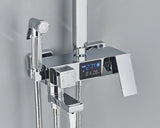 Robinet de douche thermostatique à affichage numérique noir, salle de bains, mitigeur de douche à pluie thermostatique à 4 voies, robinets, étagère et Bidet