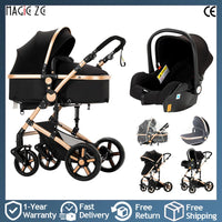 Poussette compacte 3 en 1, combinaison poussette-siège auto, poussette multifonctionnelle haute pour bébé et enfant en bas âge.