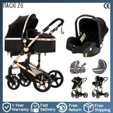 Poussette compacte 3 en 1, combinaison poussette-siège auto, poussette multifonctionnelle haute pour bébé et enfant en bas âge.