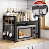 Organisateur d'étagère pour micro-ondes extensible 42-64cm, organisateur de comptoir pour micro-ondes résistant à l'humidité et à la rouille, rangement de vaisselle 1 pièce
