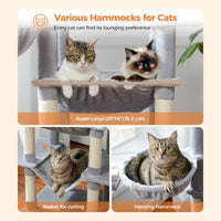 Grand arbre à chat pour grands chats d'intérieur, tour de chat haute pour gros chats avec hamac super grand, arbres grimpant pour chats avec tire à gratter