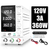 KUAIQU Adjustable Switching DC Power Supply 30V 10A 6A Lab Bench Power Supply 60V 5A 120V 3A Output Preset Current 20A 30A 60A