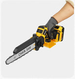 Tronçonneuse électrique sans balais jaune de 8 pouces (20 cm) et 1380 W, outil professionnel pour l'élagage et le jardinage, compatible avec les batteries Dewalt 20 V.