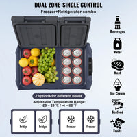 SucceBuy Réfrigérateur de voiture congélateur portable double zone réfrigérateur de voiture réfrigérateur gamme réglable 12/24 V DC et un congélateur à compresseur