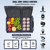 SucceBuy Réfrigérateur de voiture congélateur portable double zone réfrigérateur de voiture réfrigérateur gamme réglable 12/24 V DC et un congélateur à compresseur