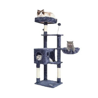 SucceBuy Arbre à chat pour chats d'intérieur Tour à chat avec chat condo Poste à gratter en sisal HamacTop Perche Plateformes de saut Gris foncé