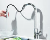 Robinet d'évier de cuisine extractible, deux fonctions, mitigeur d'eau chaude et froide à poignée unique, monté sur le pont
