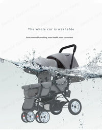 STOCK ue poussettes jumeaux Double enfants deux sièges poussettes chariot pliable vente en gros bébé poussette sièges avant et arrière